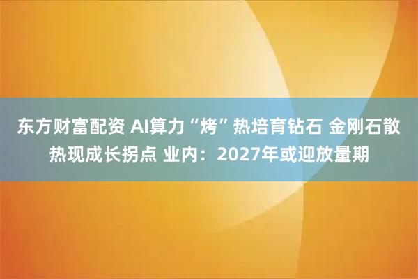 东方财富配资 AI算力“烤”热培育钻石 金刚石散热现成长拐点 业内：2027年或迎放量期