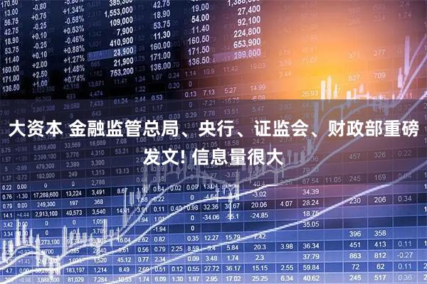 大资本 金融监管总局、央行、证监会、财政部重磅发文! 信息量很大